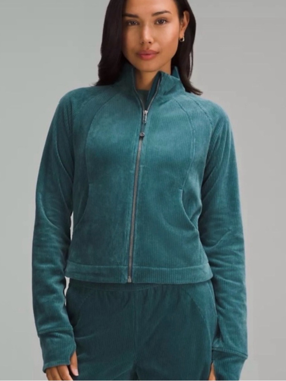 lululemon athletica Teal Corduroy Bomber Jacket